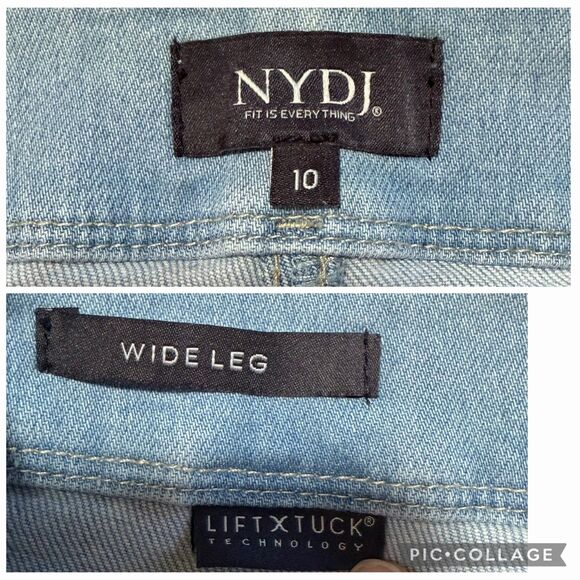 NYDJ Women's Sz 10 High Rise Brigitte Wide Leg Denim Capri LiftTuck style #8612 - Picture 3 of 16